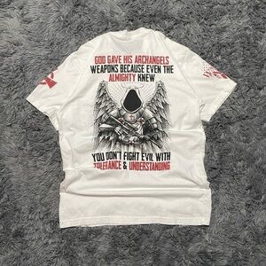 American Apparel White Angel Fire arm Short Sleeve Tee T Shirt Size Large